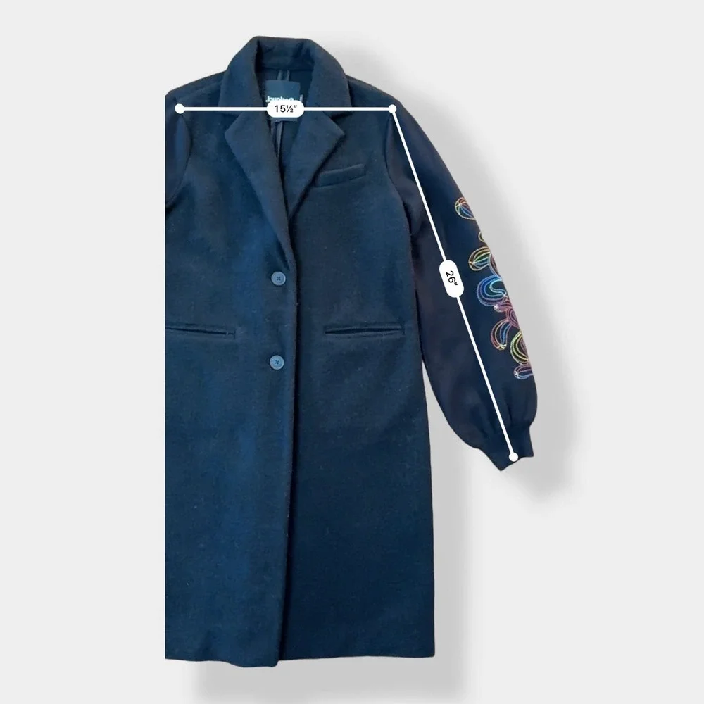 Desigual‎ Long embroidered Love Maker Coat Size L